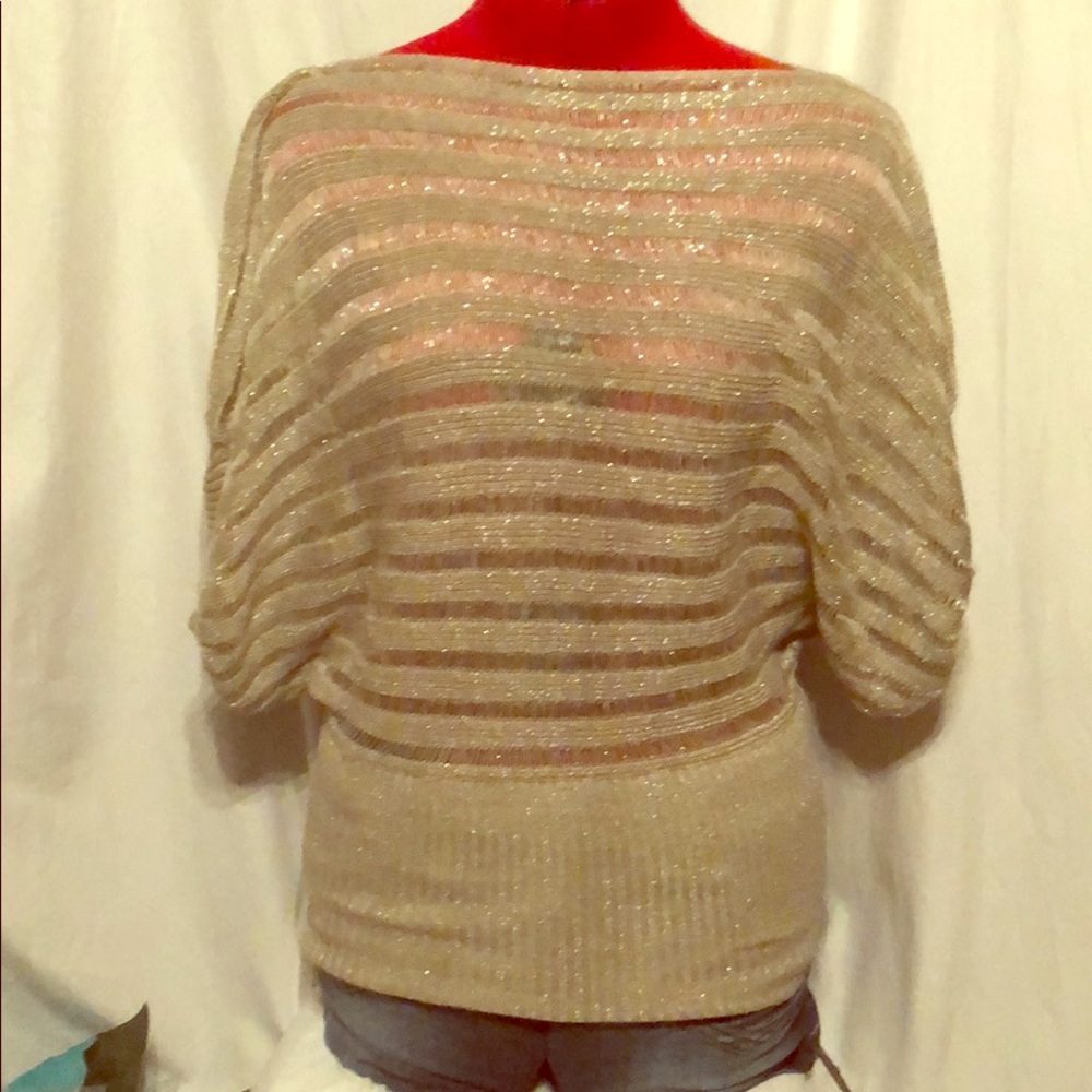 Sparkly tan sweater short sleeve